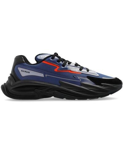Balmain Run-Row Leather And Nylon Sneakers - Blue