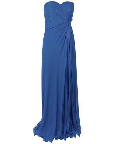 Alberta Ferretti Draped Detailed Maxi Dress - Blue