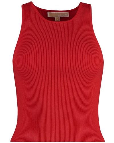 MICHAEL Michael Kors Crewneck Ribbed Knit Tank Top - Red