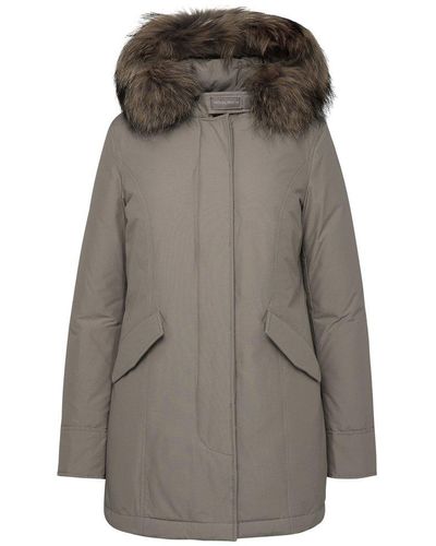 Woolrich Arctic Raccooon Cotton Blend Parka - Grey