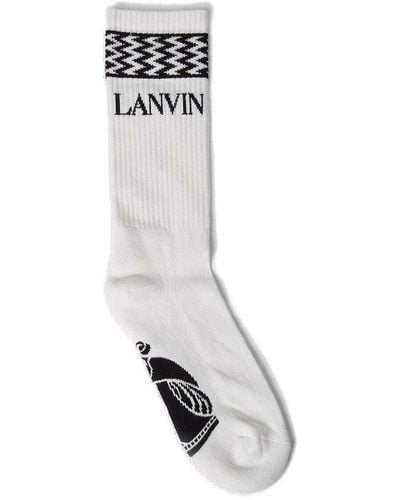 Lanvin Logo Intarsia Ribbed Socks - White