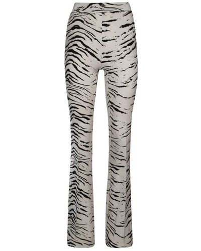 Elisabetta Franchi Animal Printed Flared Trousers - Grey