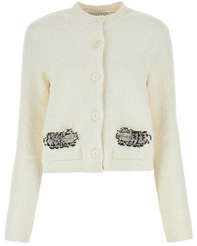 Lanvin Embroidered Detailed Buttoned Cardigan - White