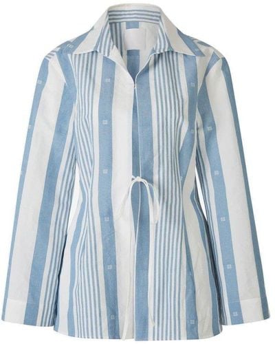 Givenchy Striped Long-sleeved Blouse - Blue