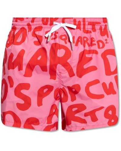 DSquared² Swimming Shorts With Logo - Red