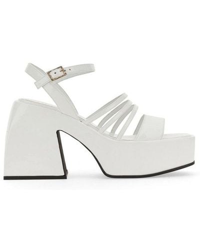 NODALETO Bulla Chibi Square-toe Platform Sandals - White