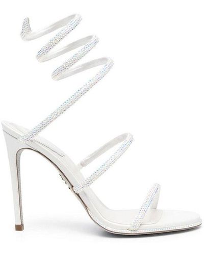 Rene Caovilla Cleo Rhinestones Embellished Sandals - White