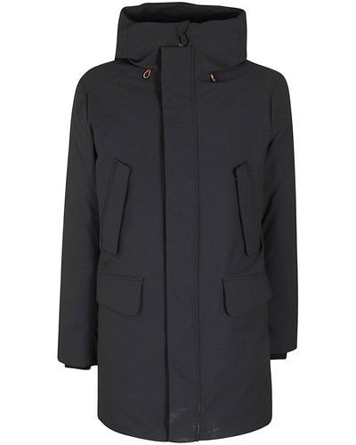 Save The Duck Logo Patch Hooded Coat - Black