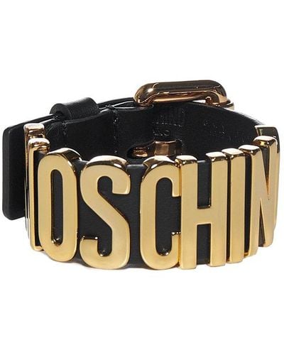 Moschino Logo Leather Bracelet - Black