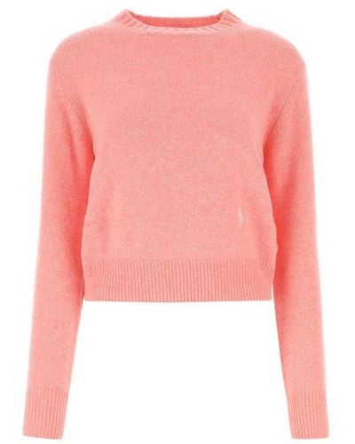 Sporty & Rich Logo-embroidered Crewneck Sweater - Pink