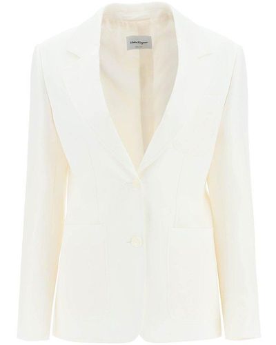 Ferragamo Salvatore Silk Linen Jacket - White
