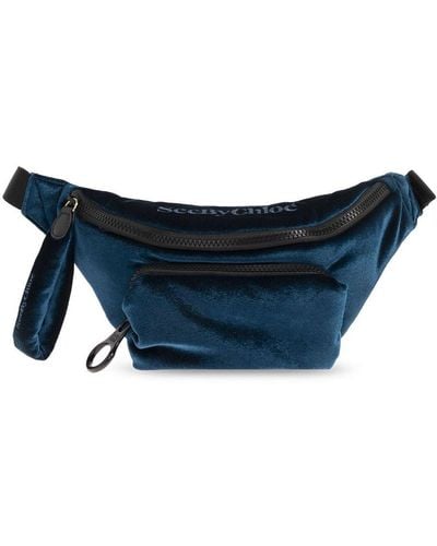 See By Chloé Joy Rider Logo Embroidered Belt Bag - Blue