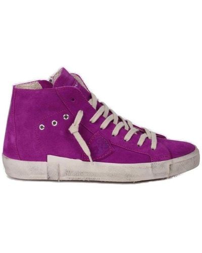 Philippe Model Logo Patch High-top Sneakers - Purple