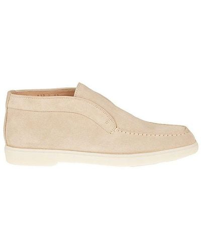 Santoni Round-toe Slip-on Loafers - Natural