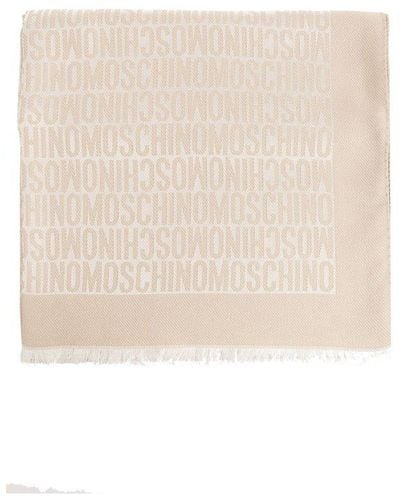Moschino jacquard logo scarf - Brown