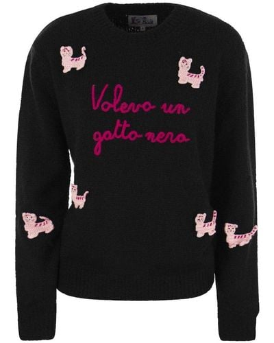 Mc2 Saint Barth Alpaca-Blend Sweater With Embroidery - Black