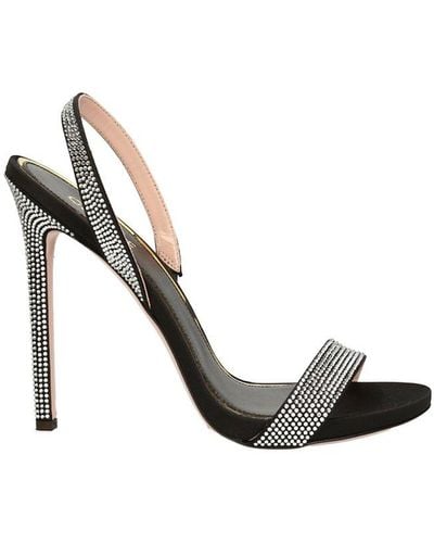 Gedebe Rhinestone Embellished High Stiletto Heel Sandals - Black