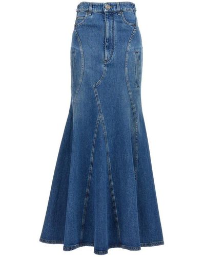 Burberry Denim Long Skirt Skirts - Blue