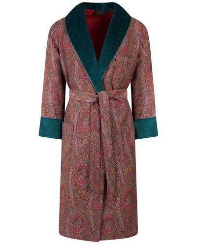Etro Home Paisley Printed Belted Bath Robe - Red
