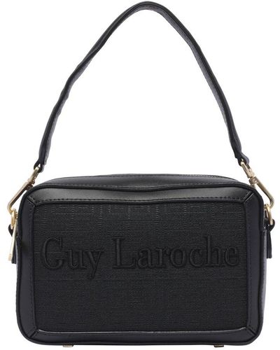Guy Laroche Logo Embroidered Zipped Shoulder Bag - Black