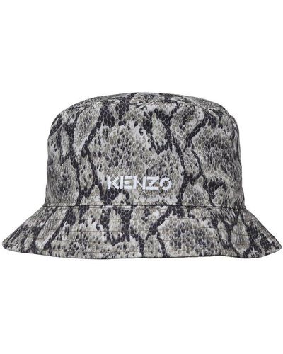 KENZO Reversible Logo Printed Bucket Hat - Gray