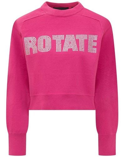 ROTATE BIRGER CHRISTENSEN Rhinestone-logo Crewneck Sweatshirt - Pink