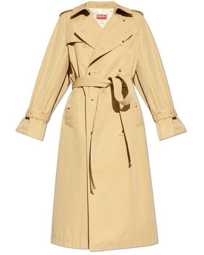 KENZO Double-breasted Trench Coat - Natural