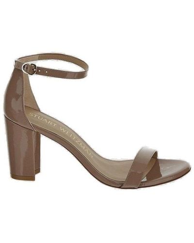 Stuart Weitzman Nearlynude Ankle Strap Heeled Sandals - Brown
