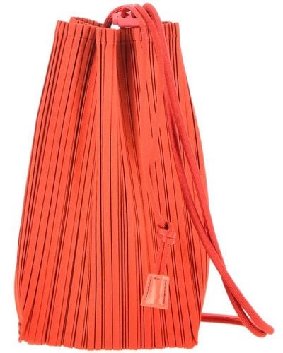 Pleats Please Issey Miyake Pleated Drawstring Tote Bag - Red