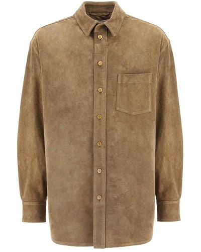 Marni Suede Leather Overshirt For - Brown