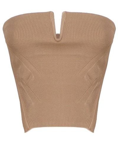 Dion Lee Angled Ribbed Strapless Bustier Corset - White