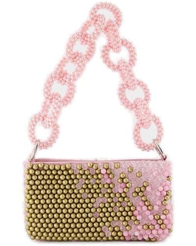 Germanier Bead-embellished Zipped Shoulder Bag - Pink