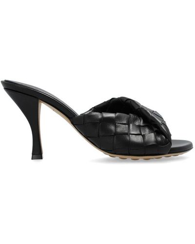 Bottega Veneta Intrecciato Round Toe Heeled Sandals - Black