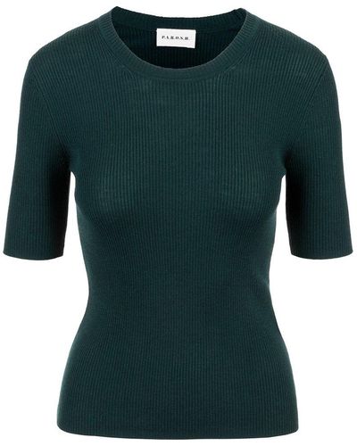 P.A.R.O.S.H. Short-sleeved Knitted Top - Green
