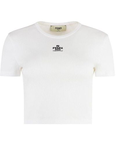 Fendi Logo Cotton T-Shirt - White