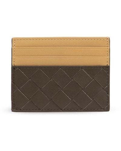 Bottega Veneta Leather Card Holder, - Brown