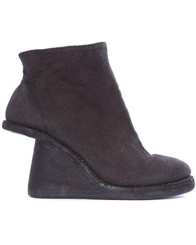 Guidi Layered Wedge Ankle Boots - Black