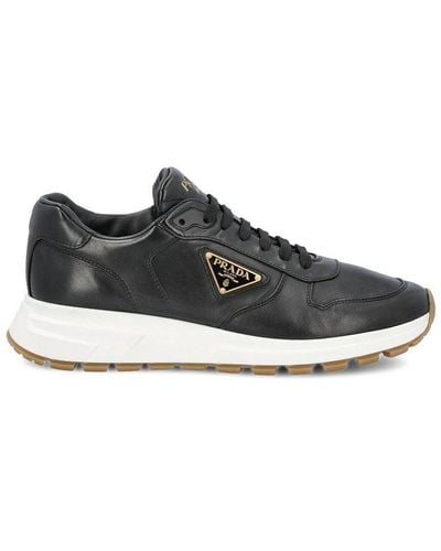 Prada Triangle-logo Lace-up Sneakers - Black