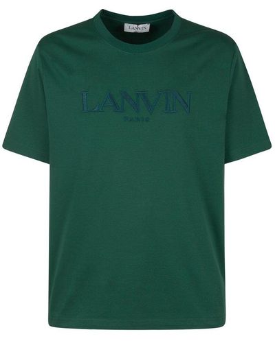 Lanvin Logo Embroidered Crewneck T-shirt - Green