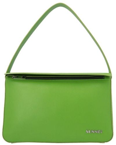 Sunnei Logo Plaque Zip-up Tote Bag - Green