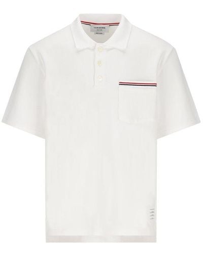 Thom Browne Rwb Pocket Trim Polo Shirt - White