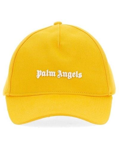 Palm Angels Logo Detailed Baseball Cap - Yellow