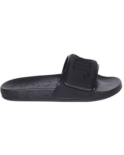Jimmy Choo Logo-embossed Slip-on Sandals - Black