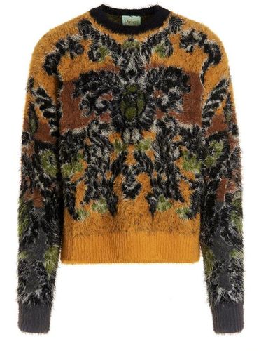 Aries Fleur Jacquard Crewneck Sweater - Multicolour