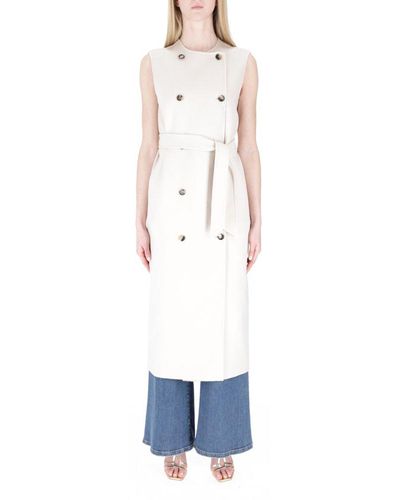 Max Mara Double-breasted Long Gilet - White