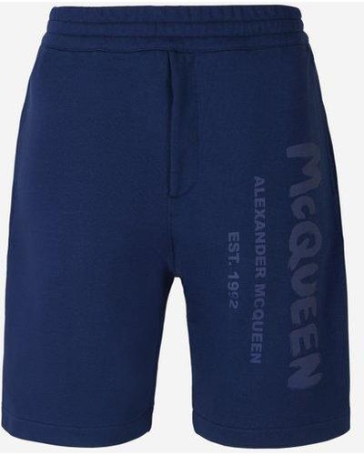 Alexander McQueen Graffiti Sports Shorts - Blue