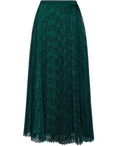 Max Mara Studio Sierra Lace Pleated Midi Skirt - Green