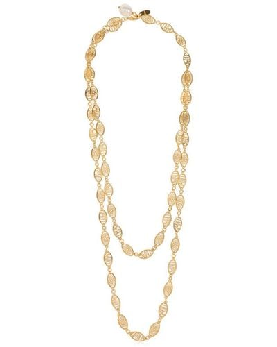 Chloé Double Brass Necklace - Metallic