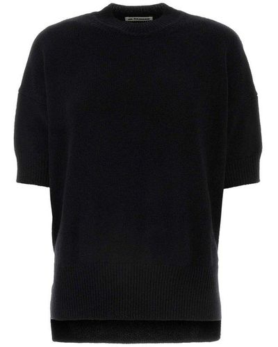 Jil Sander Short-sleeved Knitted Top - Black