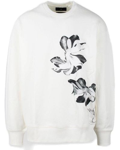 Y-3 Floral Printed Crewneck Sweatshirt - White